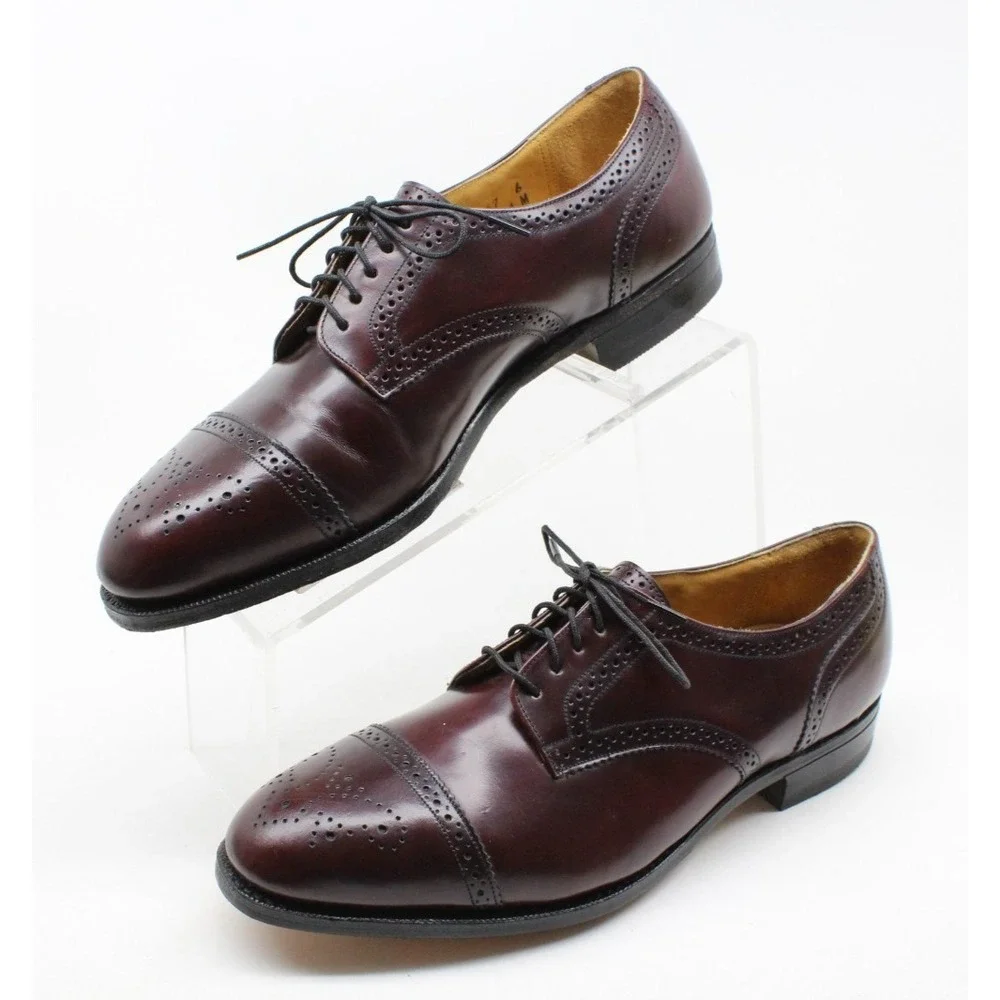Johnston & Murphy Optima Oxford Cap Toe Burgundy Leather Dress Shoes 8.5 E